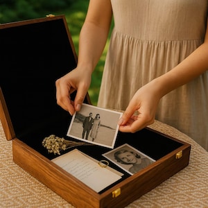 Wedding Card Box - Personalized Wooden Memory Box for Couples, Bridesmaid Gift, Groomsmen Gift Box, Custom Wedding Gift & Anniversary Gift