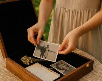 Wedding Card Box - Personalized Wooden Memory Box for Couples, Bridesmaid Gift, Groomsmen Gift Box, Custom Wedding Gift & Anniversary Gift