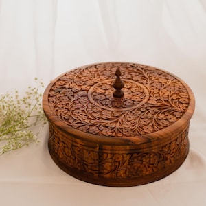 Wooden Hotpot, Heat Retaining Roti Box Indian Cookware, Indian Decor Chapati Box, Roti Warmer Indian Food Storage Container - Zeckky
