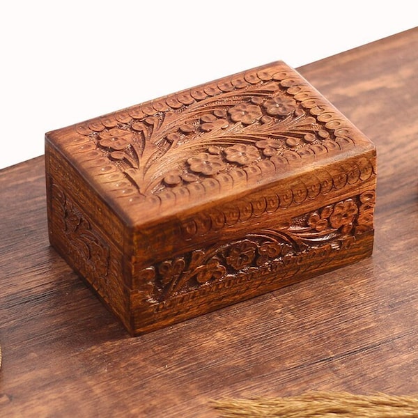 SECRET LOCK BOX - Boîte puzzle à ouverture secrète avec compartiment caché en bois, boîte à bijoux à serrure cachée faite main, organisateur de bijoux vintage