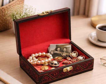 Handcrafted Folk Art Painted Case: Small Vanity Case, 18TH Birthday Gift For Her