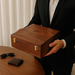 Watch Box for Men Personalized 15 Slot Wooden Watch Organizer Engraved Gift for Husband Dad Son Christmas Anniversary Graduation Present