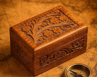 Boîte En Bois Vintage Faite à La Main - Coffre Au Trésor De Pirate