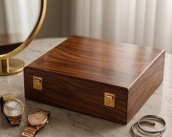 15 Slot Wooden Watch Case – Custom Engraved Jewellery Organizer Box, Gift for Husband, Father & Watch Collector