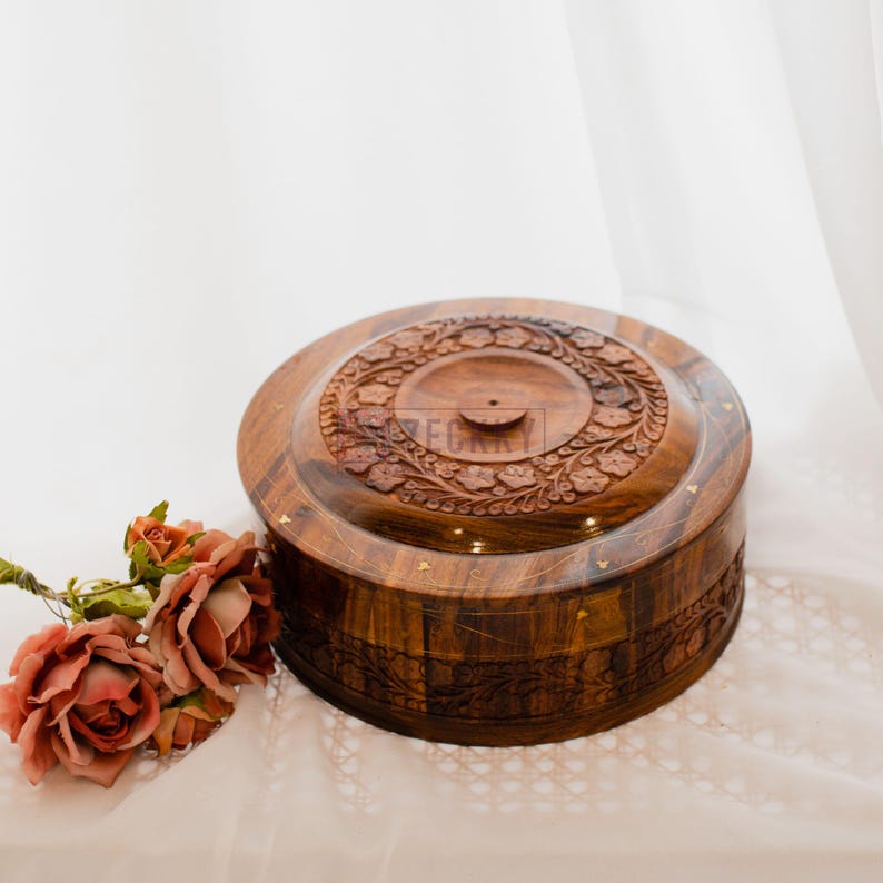 Pakistani Style Roti Wooden Roti Box, Pakistani Decor Hotpot Food Storage Container ...