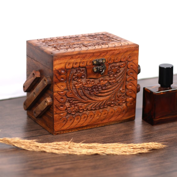 3 Layered Jewelry Organizer Box, Handmade Vintage Jewelry Storage