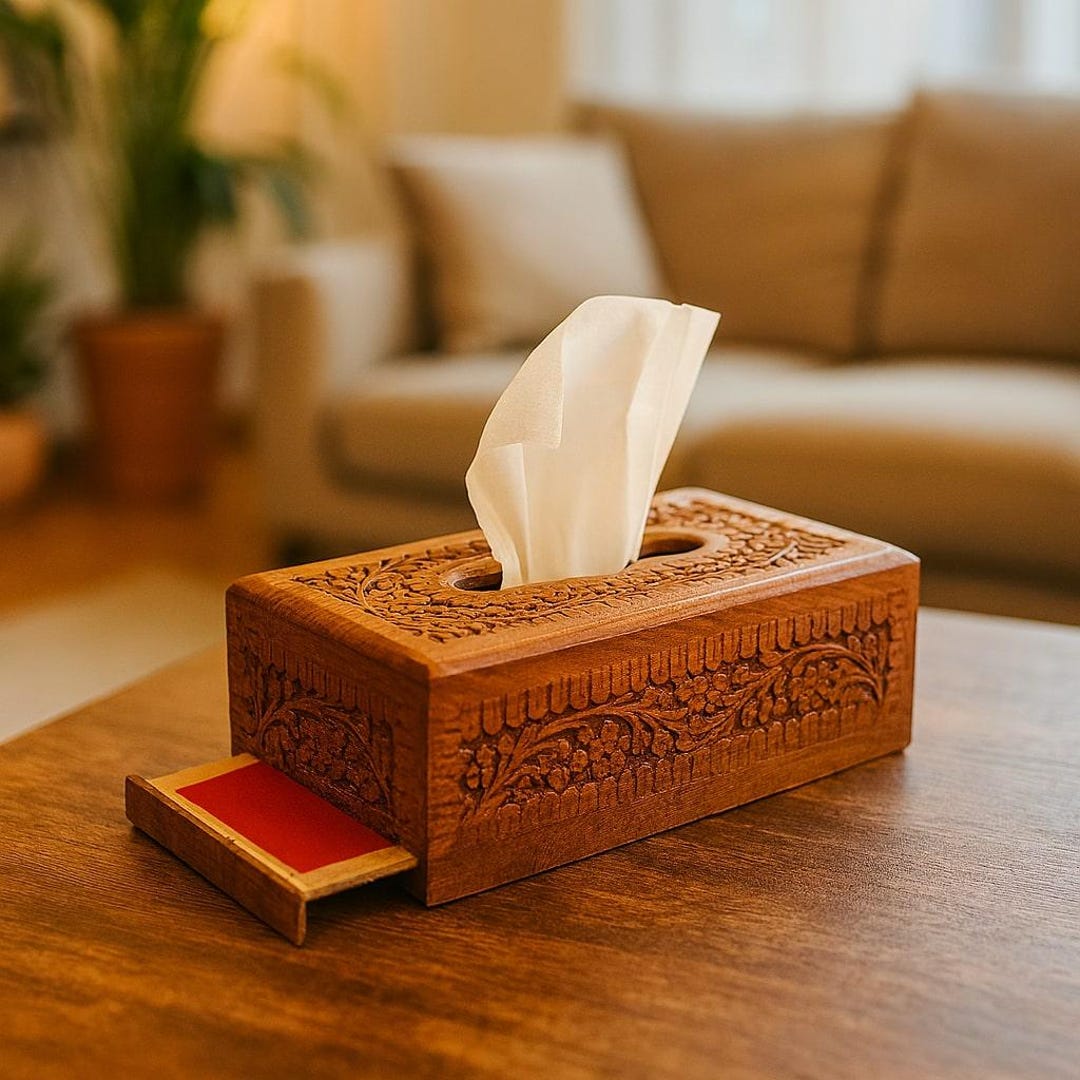 Rustic Farmhouse Tissue Box Holder – Handmade Wooden Rectangle Cover ...