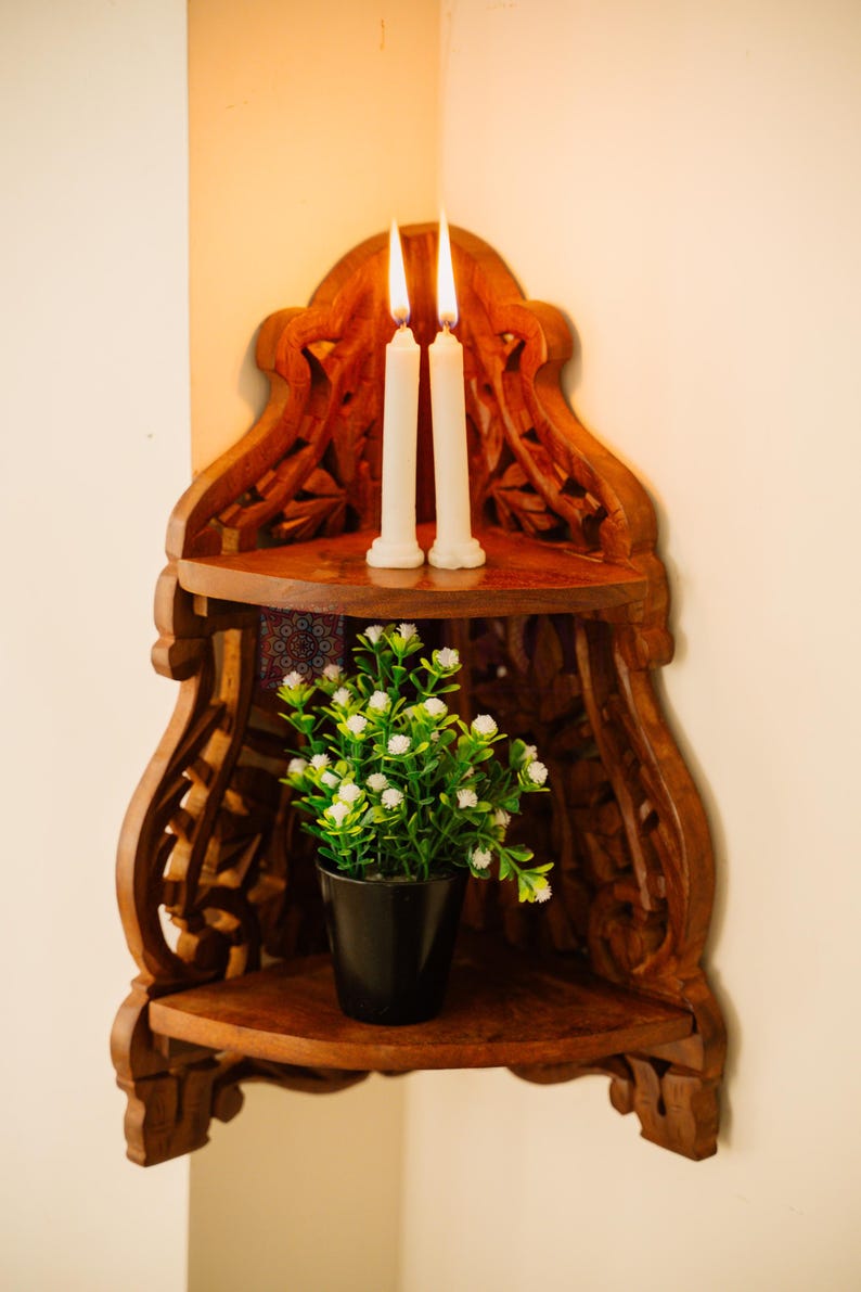 Rustic wooden wall shelf