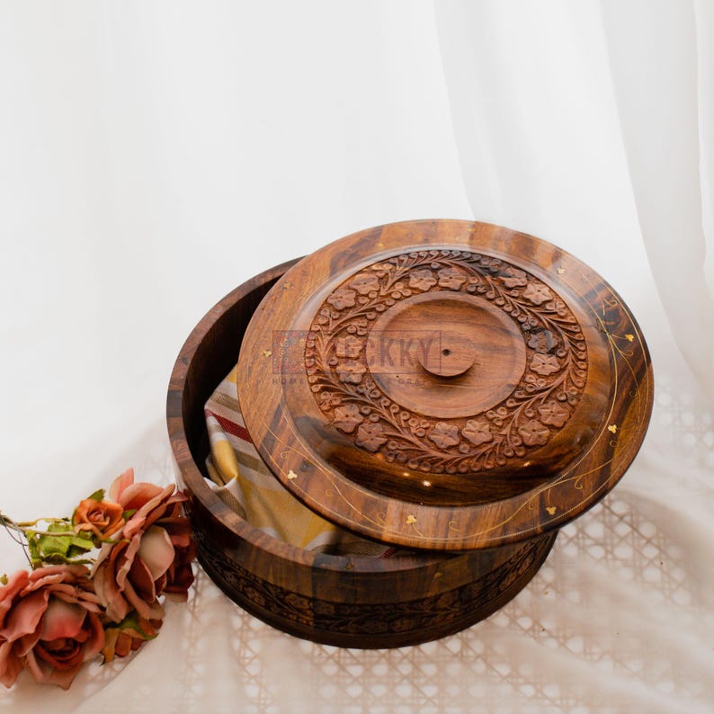Pakistani Style Roti Wooden Roti Box, Pakistani Decor Hotpot Food Storage Container ...