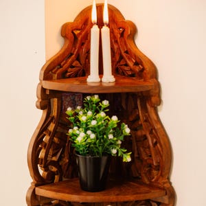 Rustic wooden wall shelf