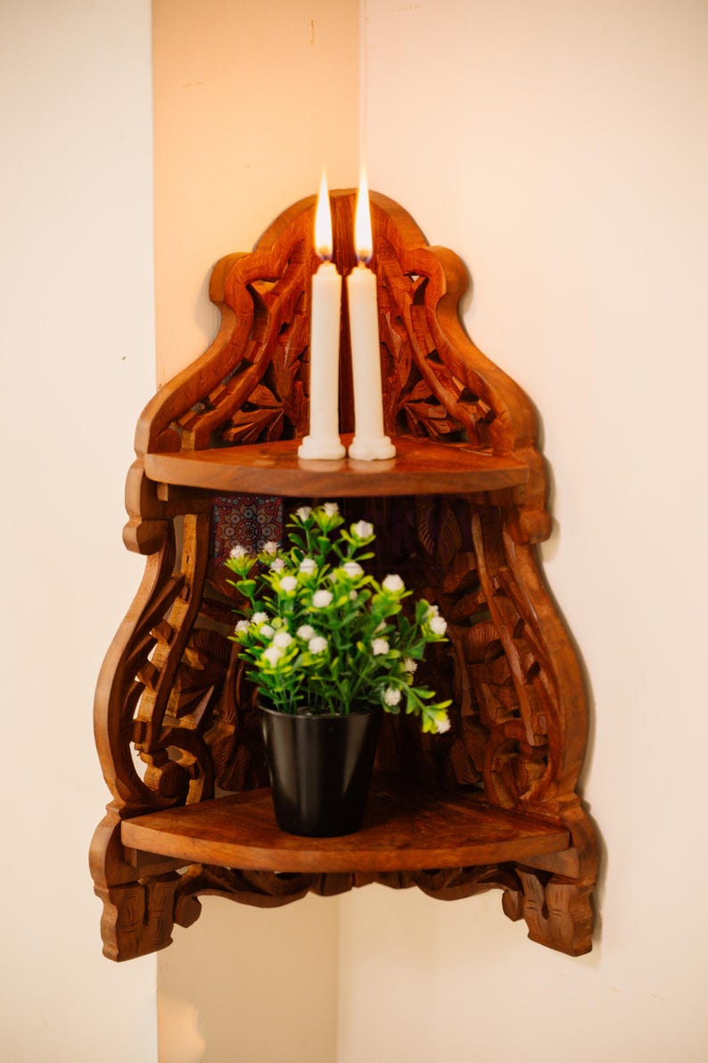 Rustic wooden wall shelf
