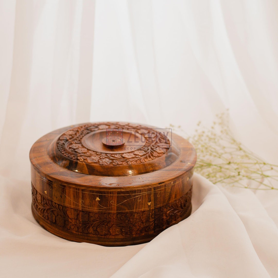 Pakistani Style Roti Wooden Roti Box, Pakistani Decor Hotpot Food Storage Container ...