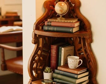 Minimalist Vintage Wall Display Rack: 2 tier Corner Shelf, Wedding Gift For Couples