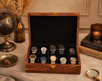 Wooden Wristwatch Storage Collection Case: 50th Birthday Present For Dad