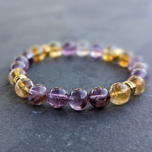 Ametrine Bracelet Amethyst Citrine Bracelet Natural Super7 Crystal Bracelet Amertine Chakra Healing Crystal  Valentines Day Gift for Girl
