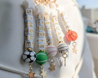 Personalized Sports Keychain Custom Name Charm Team Banquet Gifts Girls Team Senior Night Graduation Athlete Sports Mom Pride Keepsake Gift