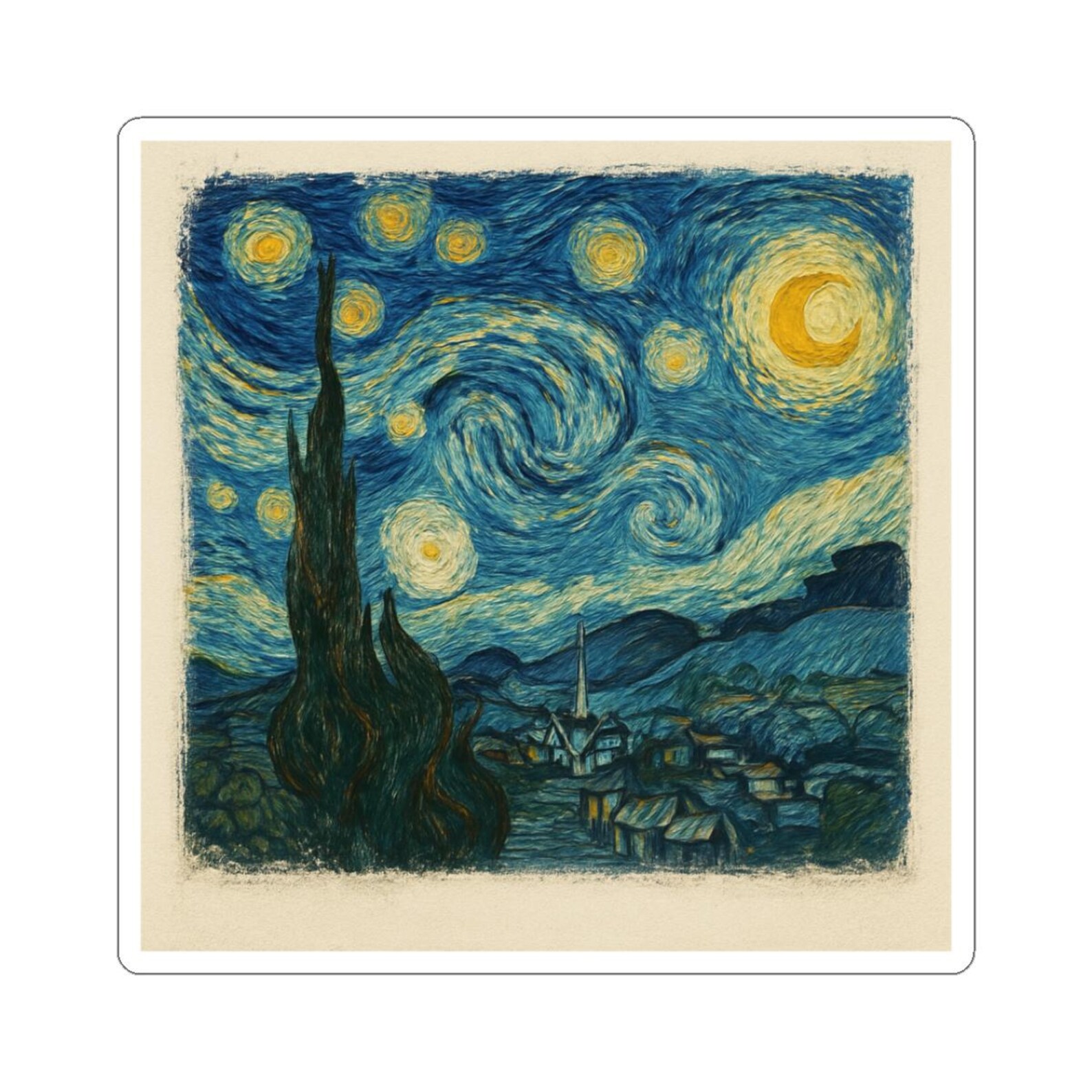 Starry Night Stickers, Vincent Van Gogh Art Decal, Laptop Decal ...