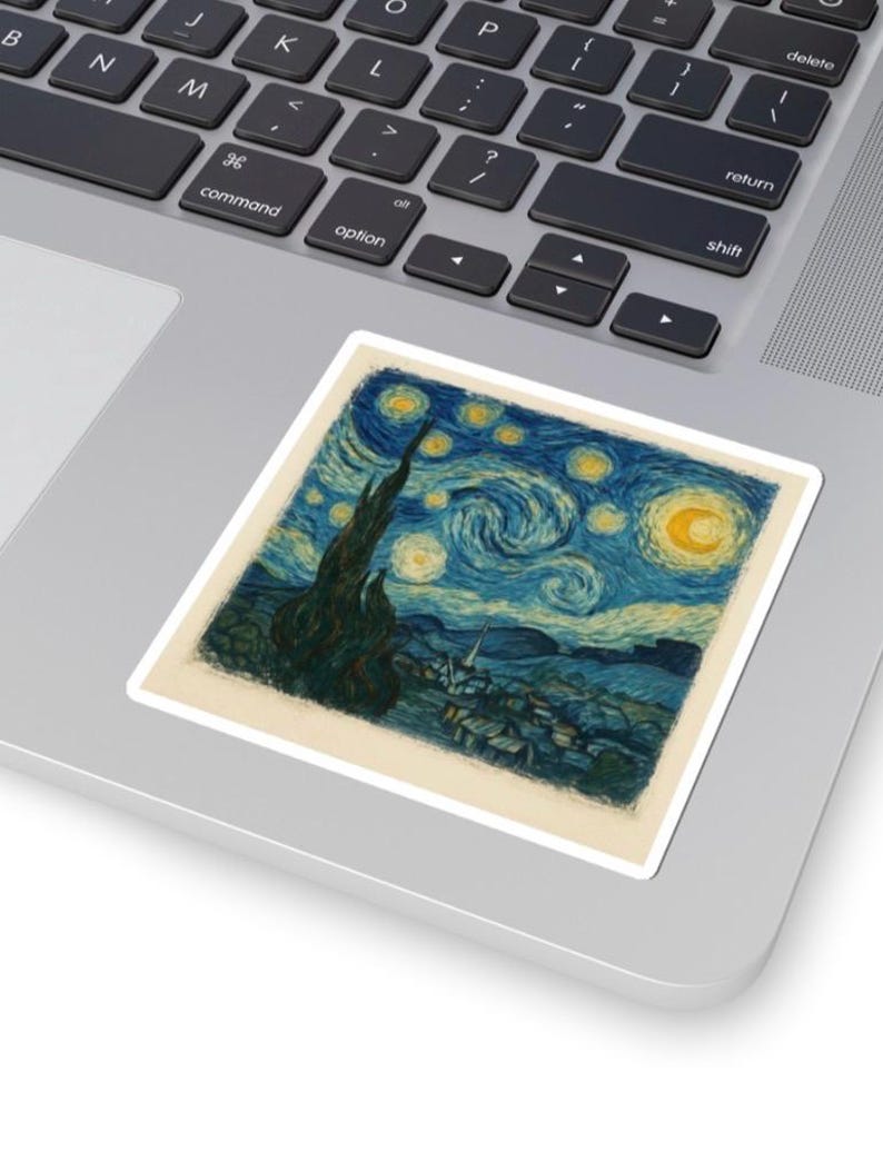 Starry Night Stickers, Vincent Van Gogh Art Decal, Laptop Decal ...