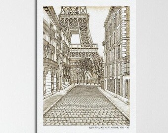 Vista de la Torre Eiffel desde la Rue de l’Université – Impresión en lienzo de Vie Blakey