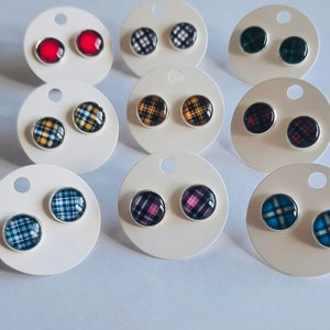 Tartan stud earrings. Old time classic. Perfect addition to winter outfit