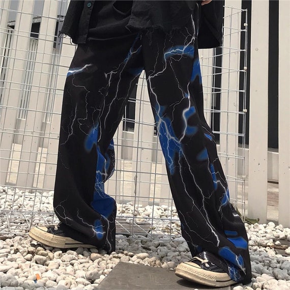 Y2k Harajuku Street Retro Lightning Casual Trousers - Etsy