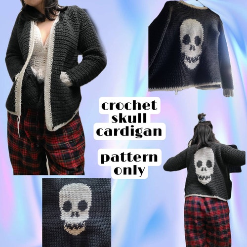 CROCHET PATTERN Friday the Thirteenth Skull Cardigan / Spooky Etsy