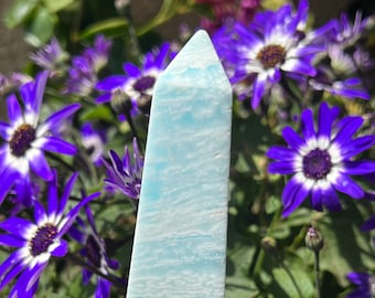 Caribbean Blue Calcite Tower | Calming Stone | Caribbean Calcite | Calcite Tower | Aqua Calcite | Ocean Stone