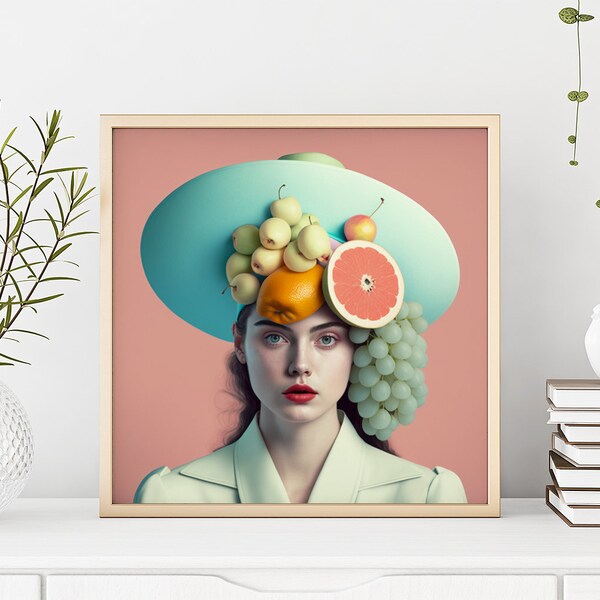 Lady With Fruit Hat Etsy
