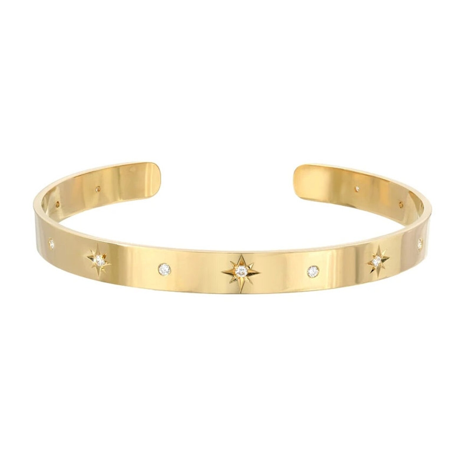 Gold North Star Cuff Bracelet Adjustable Celestial Bangles Etsy