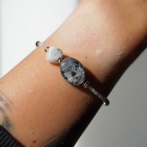 Kristallarmband, Armband mit Edelsteinen, Heilsteinarmband, Mondstein, Labradorit, boho Schmuck