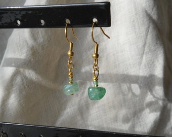 Boucles d'oreilles pendantes, boucles d'oreilles pierres précieuses, bijoux aventurine, vert foncé