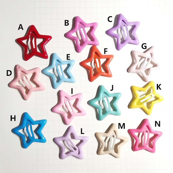 3cm Colorful Glaze Star clips/2 pcs/Hair bow supply/Hair clip/Silver clip/DIY hair accessory/Metal snap clips/Hair barrettes/Metal clip