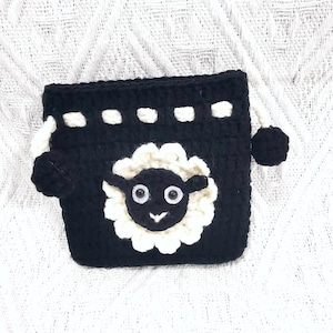 Shaun the Sheep Purse/ Cute Coin Purse with Drawstrings/Crochet Drawstring bag/ Crochet Purse /Handmade Purse as Holiday Gift