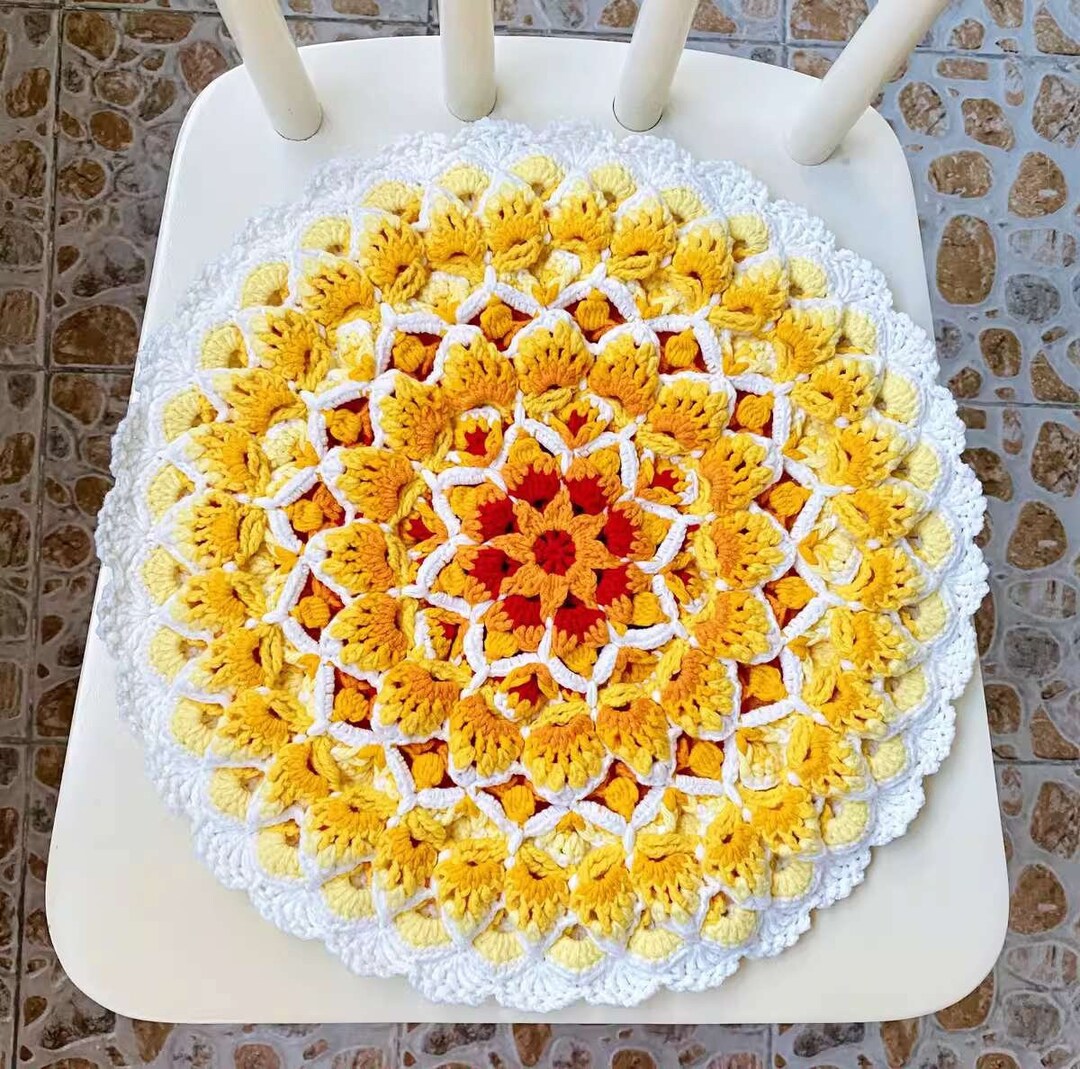Handmade Crochet Chair Cushion/ Unique Flowers Pattern/chair Etsy