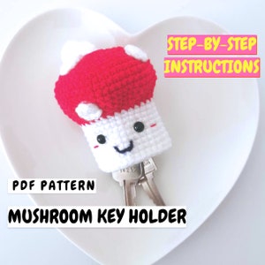 Crochet pattern | Mushroom Key Holder | Cute Key Case | Handmade Key Bag