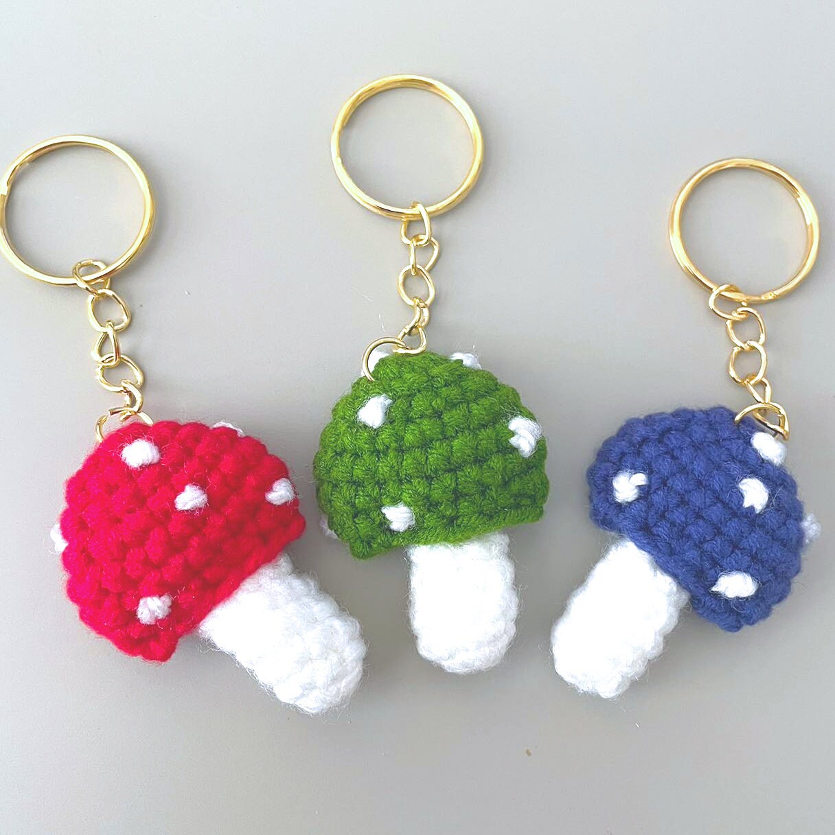 Crochet Pattern Mushroom Key Chain Cute Key Ring Etsy
