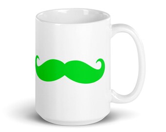 Green tashe White glossy mug