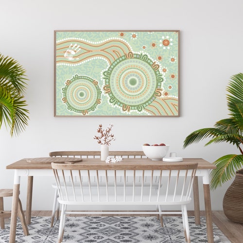Aboriginal Artwork Print Neutral Colour Tones Wiradjuri Etsy Australia