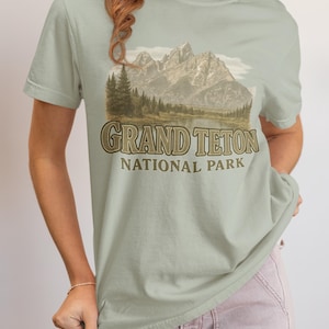 Grand Teton National Park T-Shirt Retro Vintage Style Berg Grafik T-Shirt für Naturliebhaber Wanderer und Outdoor Abenteuer Enthusiasten