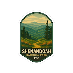Vintage Shenandoah National Park Kiss-Cut Stickers, Nature Lover Gift, Travel Decoration, Laptop Stickers, Outdoor Adventure Decor