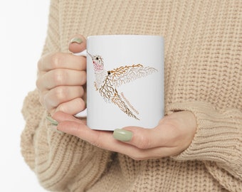 Taza de cerámica de 325 ml con diseño de colibrí neuronal
