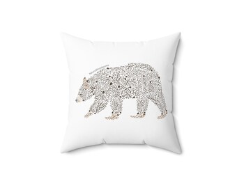 Purkinje Bear + Neuronal Humming birdSpun Polyester Square Pillow