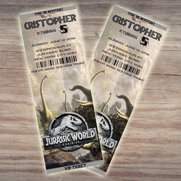 Jurassic World Dominion Ticket Invitation, Jurassic World Ticket Invite, Jurassic World Dominion Movie Ticket, Jurassic Park Ticket Invite