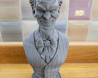 3D Printed The Joker Bust: Unpainted Display Sculpture