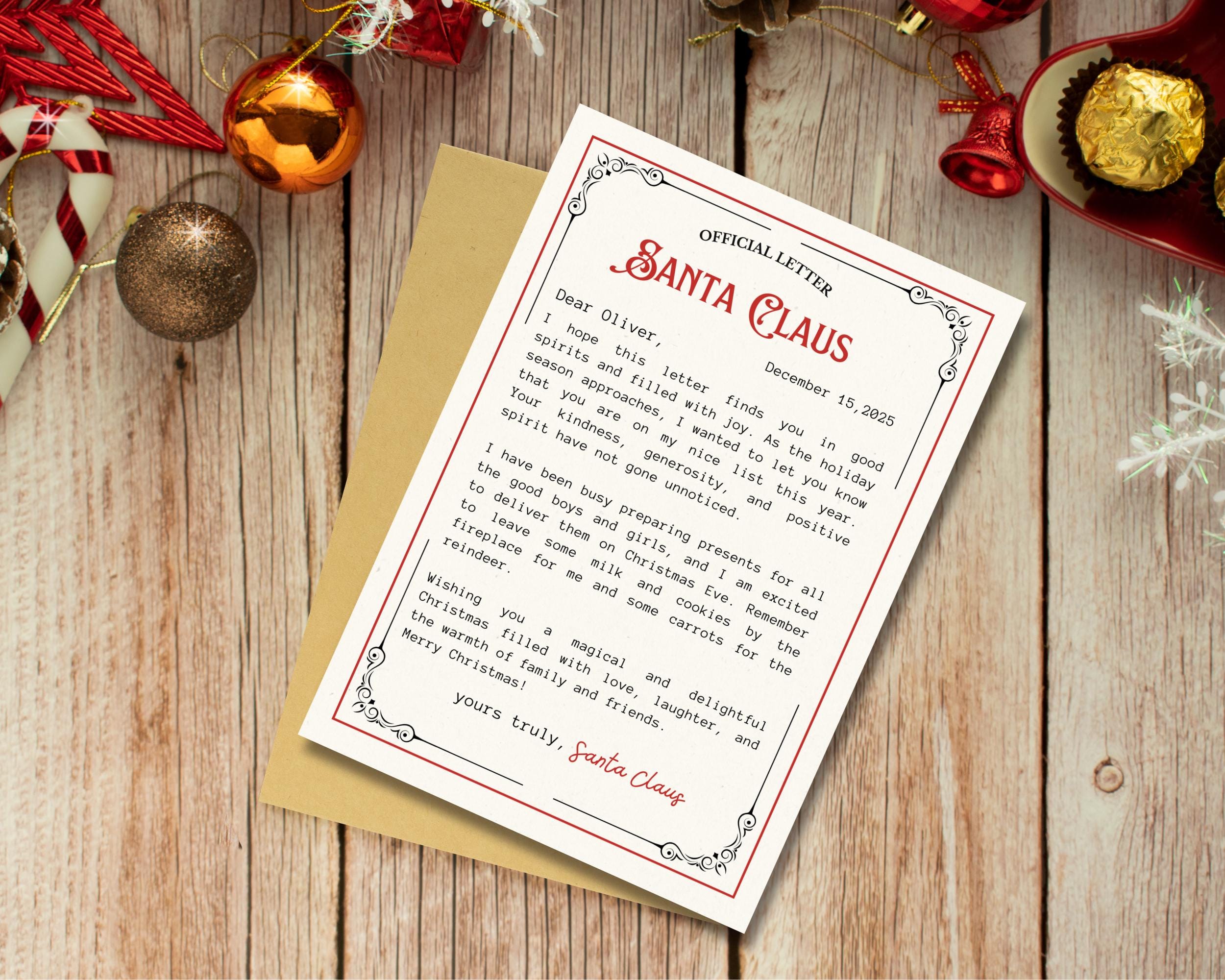 Personalized Santa Letter Template Printable Christmas Stationery