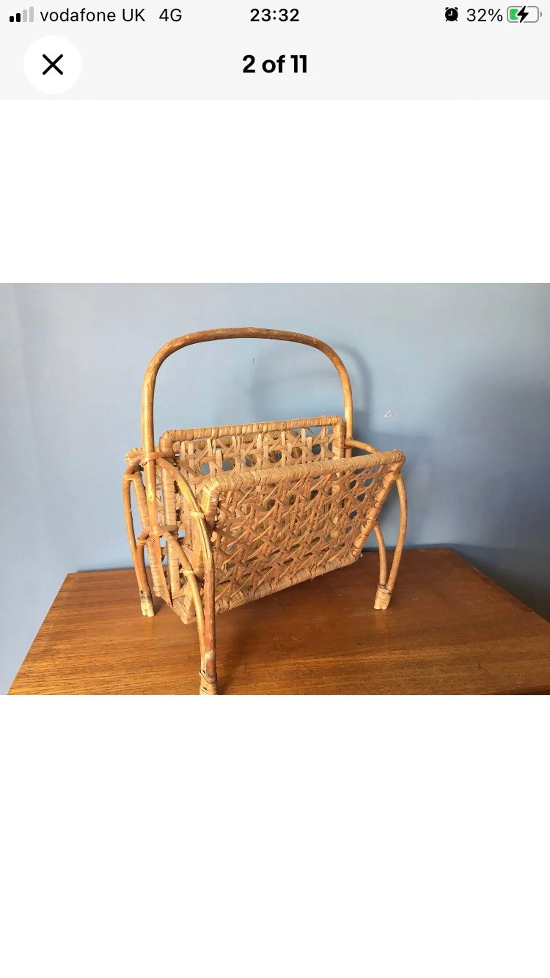 Vintage Wicker Rattan Magazine Rack Etsy