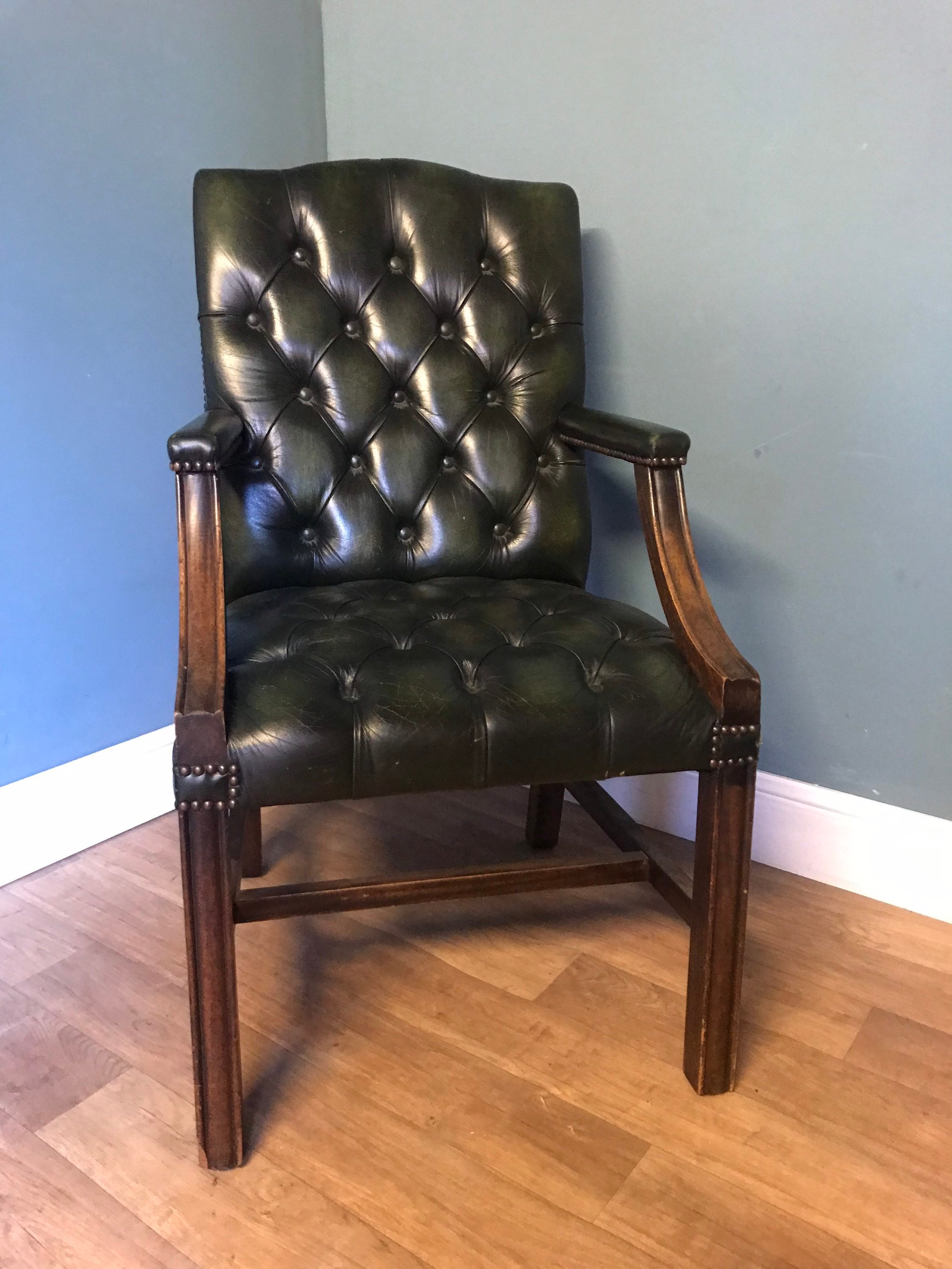 Chesterfield Desk Armchair Vintage Chesterfield Library Chair Etsy UK