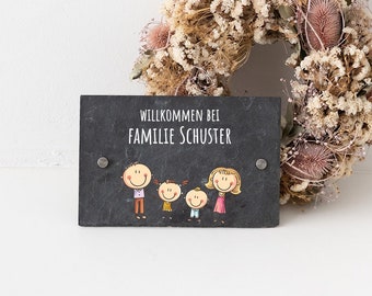 Familie Türschild, Schieferschild Familie, Geschenk zum Einzug, Türschild personalisiert, Haustürschild, Einzugsgeschenk