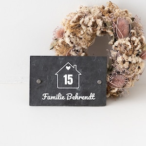 Türschild personalisiert Schiefer, Klingelschild, Türschild Familie, Namensschild Haustür, Einzugsgeschenk Haus, Haus Nummer Schild