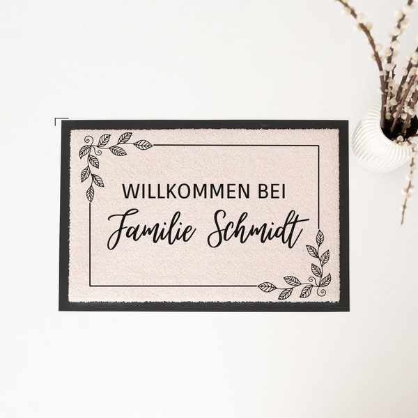 Fußmatte schwarz, Fußmatte personalisiert, Türmatte, Geschenk zum Einzug, Hochzeitsgeschenk, Schmutzfangmatte waschbar